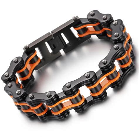 Classical Bicycle Heavy Multi color Motorcycle Chain Bracelet Punk Style 316L Stainless Steel ...