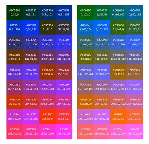 RGB Color Codes Chart