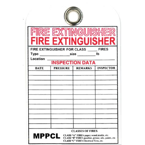 SmartSign Sided Fire Extinguisher Inspection Record Tag X Plastic, Pack Of 20 ...