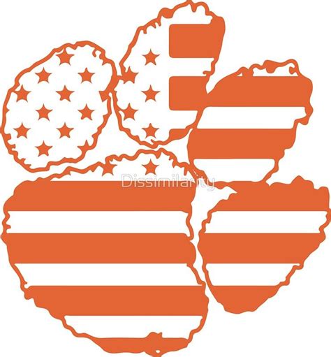 Clemson Tigers Paw America American Flag University South Carolina ...