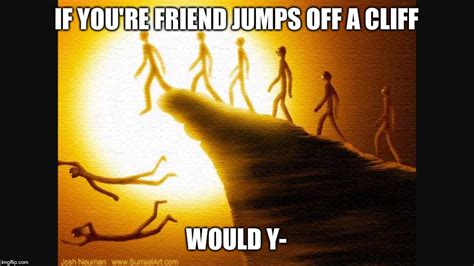 If you're friend jumps off a cliff - Imgflip