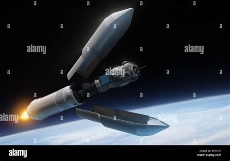 Satellite and rocket in the space Stock Photo - Alamy