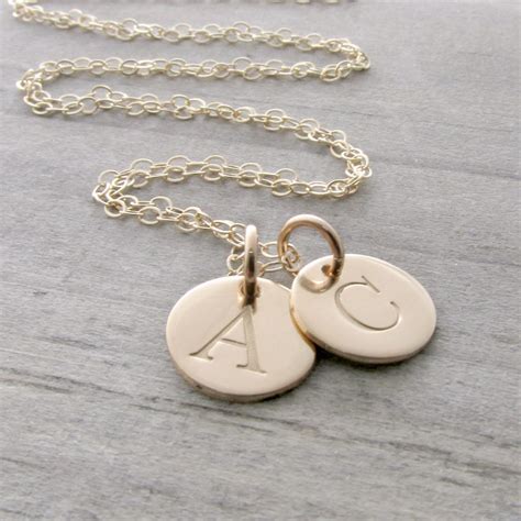 14k Gold Initial Necklace Solid Gold Charm Initial Necklace