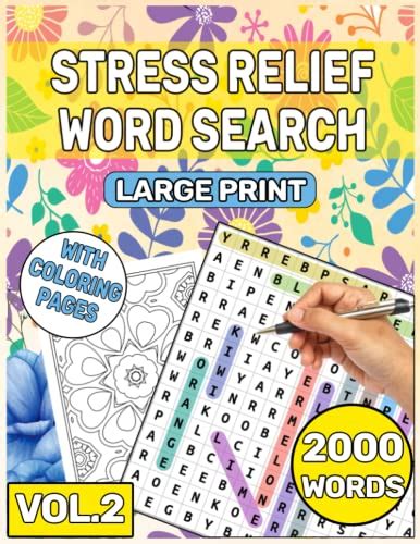 Stress Relief Word Search For Adults: Large Print Anxiety Relief Word Search For Relaxation ...