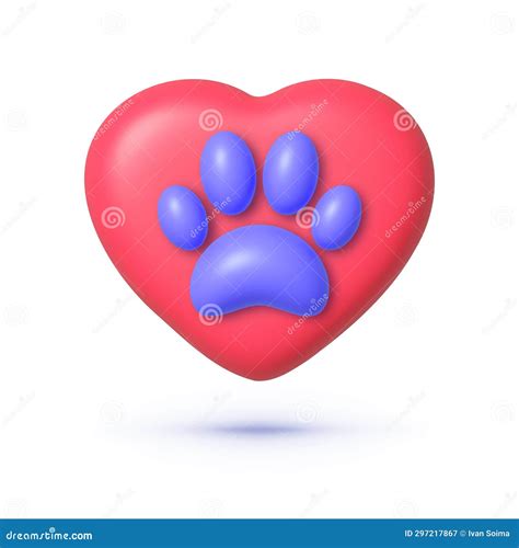 Pet Love in 3d Style on White Background. Vector Illustration Stock ...