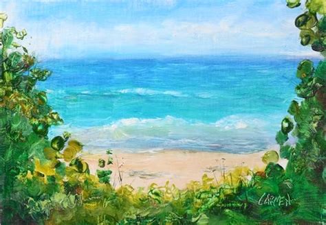 Carmen Beecher: Window on the Beach, Oil Painting, 7x5 Florida Seascape