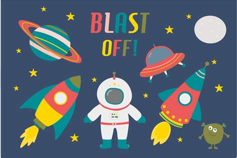 Blast off! Space Clipart (Graphic) by poppymoondesign · Creative ...