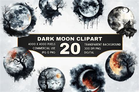 20 Gothic Fantasy Dark Moon Clipart Set Graphic by Digital Nest Egg ...