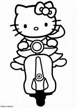 Hello Kitty Rides A Motorcycle coloring Page sketch template