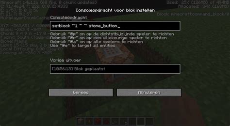 How to use setblock command for placing stone button on the left side ...