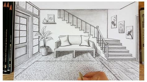 Drawing An Entryway In One Point Perspective | Timelapse #interior #sketch #sim… | Room ...