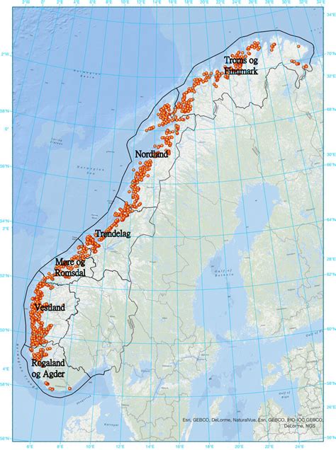 Salmon aquaculture regions and site distribution in Norway in 2020.... | Download Scientific Diagram