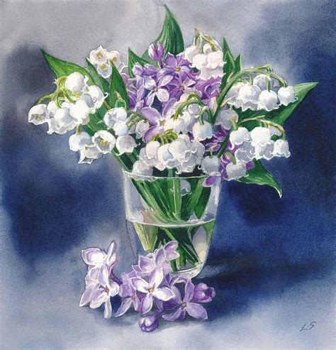 Lukashin Sergey. Still Life with Lilacs and Lilies of the Valley | Lilac painting, Flower ...