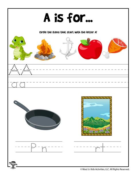 Letter A Phonics Recognition Worksheet | Woo! Jr. Kids Activities : Children's Publishing