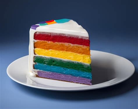 Premium AI Image | lgbt cake slice generative ai rainbow colors as tops