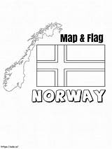 Norway Map And Flag coloring Page sketch template