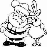 openclipart圖庫：Santa And Reindeer Coloring Page sketch template