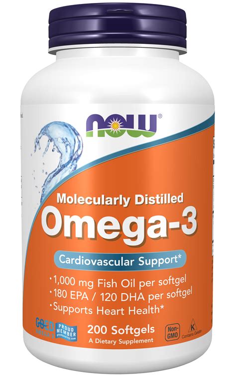 NOW Supplements, Omega-3 180 EPA / 120 DHA, Molecularly Distilled, Cardiovascular Support*, 200 ...