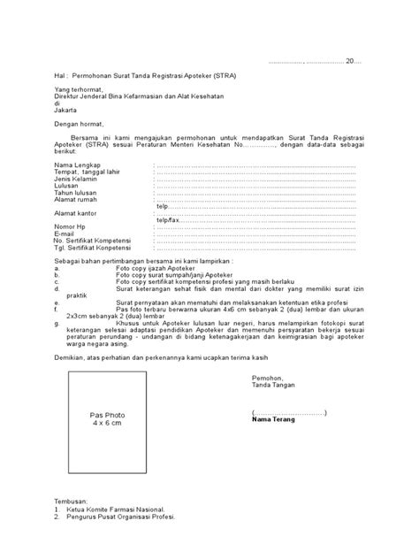 Contoh Registrasi Apoteker & Asisten Apoteker | PDF