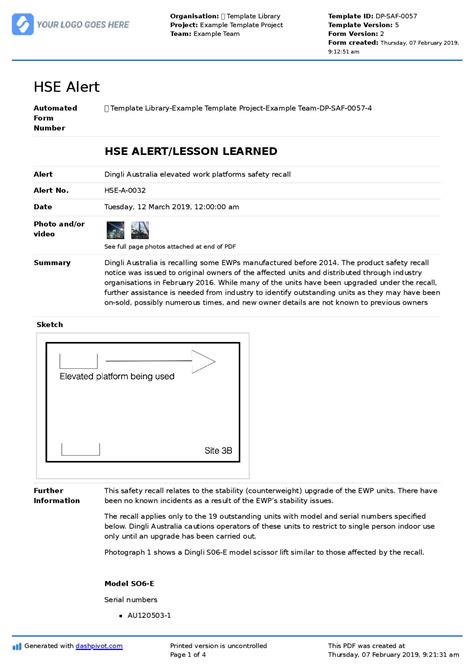 Free Safety Alert template (Better than word doc, PDF and PPT)