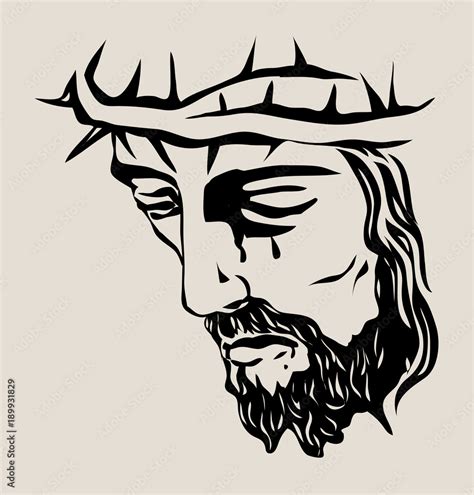 Jesus Christ Face, art vector sketch drawing design Stock Vector ...