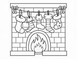 Printable Christmas Fireplace Coloring Page sketch template