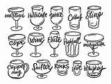 Hand Drawn Black Color Cocktails Names Set Line Art Doodle Sketch  sketch template