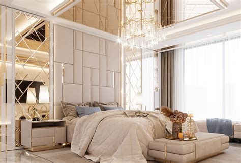 White and Gold Bedroom Interior