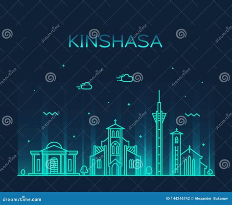 Kinshasa Skyline Congo Vector City Linear Style Stock Vector - Illustration of symbol ...