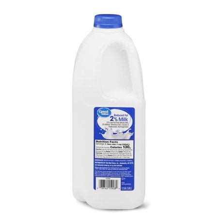 Great Value 2% Reduced-Fat Milk, 0.5 Gallon, 64 Fl. Oz. - Walmart.com