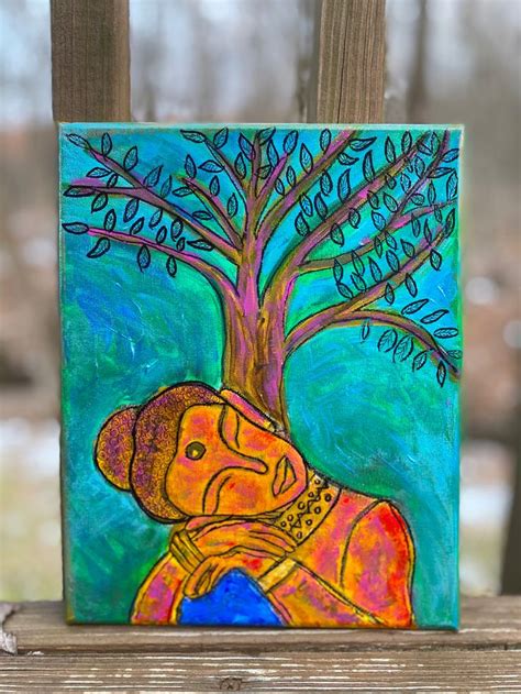 Buddha Resting under the Bodhi Tree Original Canvas Art in 2021 | Original canvas art, Canvas ...