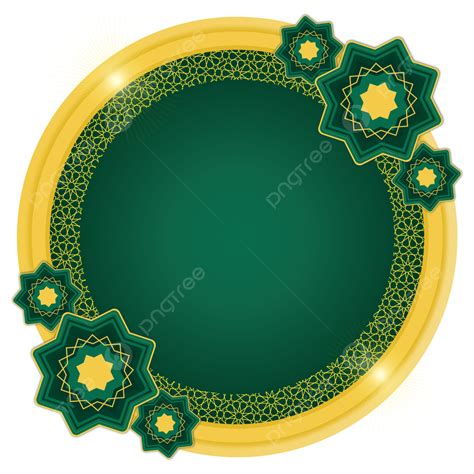 Circle Dark Green With Gold Outline Flower Islamic Theme Vector Art, Circle Dark Green Banner ...