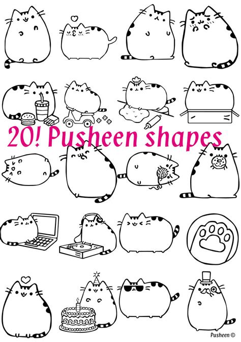 Pusheen shapes set 1 by KatieCarlinHudson on DeviantArt