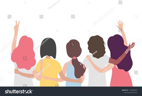 Diverse International Group Women Girl Hugging Stock Vector (Royalty ...