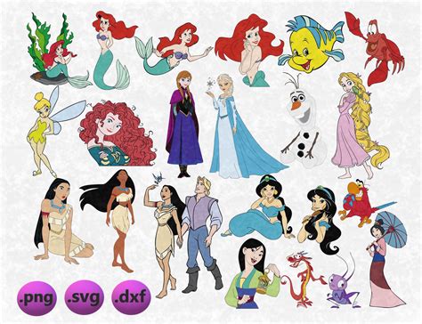 Disneyprincess Svg Bundle, Disneysvg, Princesses Svg, Frozensvg, Ariel ...