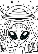 Alien With His flying Saucer  Coloring Pages sketch template