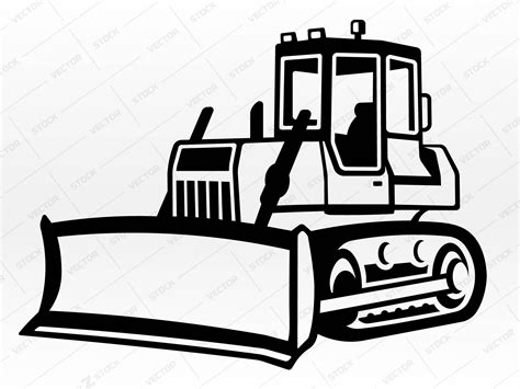 Bulldozer SVG Vector Silhouette, Tractor SVG, Construction SVG