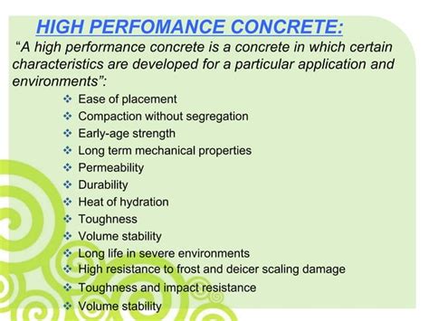 High density concrete, high strength concrete and high performance ...