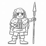 Premium Vector  Viking With spear Isolated coloring page For Kids sketch template