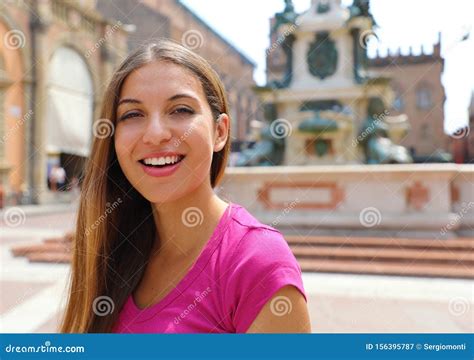 Portrait of Beautiful Smiling Girl in Bologna City, Italy Stock Image - Image of latin, girl ...