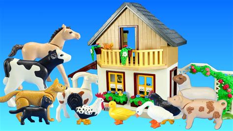 Playmobil Farm House with Market and Farm Animals Building Toy For Kids ...