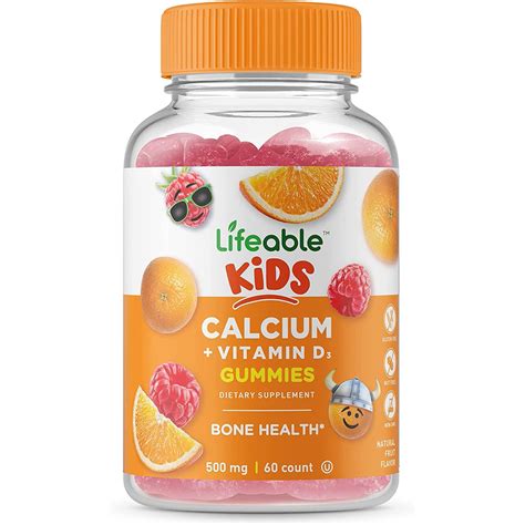 Lifeable Calcium Vitamin D Gummies For Kids – 500 mg – 60 Gummies - Walmart.com - Walmart.com