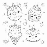 Unicorn dessert coloring pages sketch template