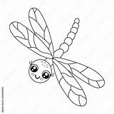Cute Outline dragonfly Isolated On White Background Funny Insect For  sketch template