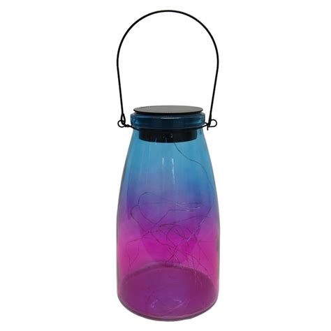 Purple Ombre Decorative Glass Outdoor LED Lantern, 10"