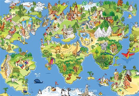 Funny World Map Wallpaper Wall Mural by Magic Murals