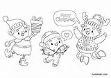 Christmas Characters Elf Gingerbread Man And Reindeer coloring Page  sketch template