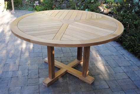 Table, Round outdoor table, Teak
