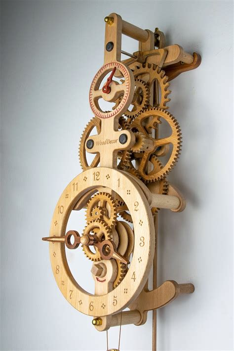 Wooden Wall Clock Cronos Steampunk Pendulum Clock Wooden Gears Clock Steampunk Gift Unique Gift ...