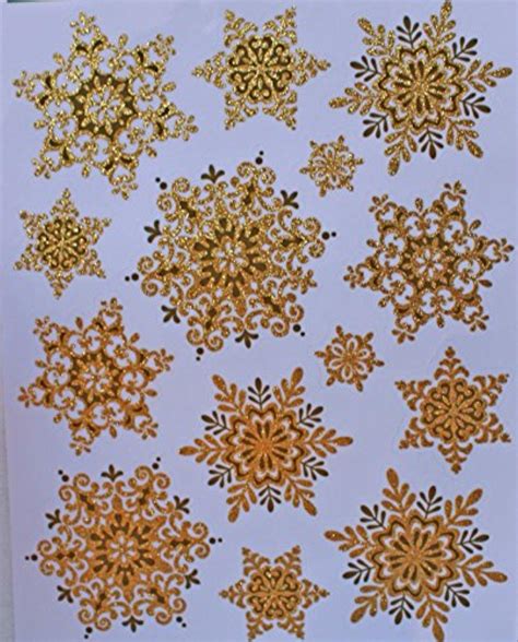 Gold Glitter Snowflakes Christmas Holiday Vinyl Window Clings - Brought to you by Avarsha.com ...